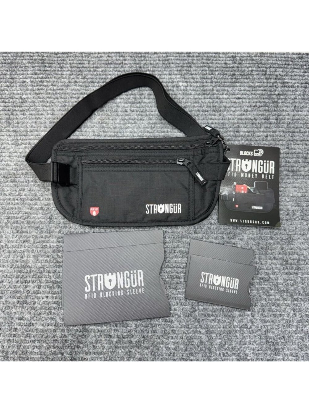 Strongur Money Belt RFID Blocking Waist Shoulder Bag Travel Anti Theft Flat NEW